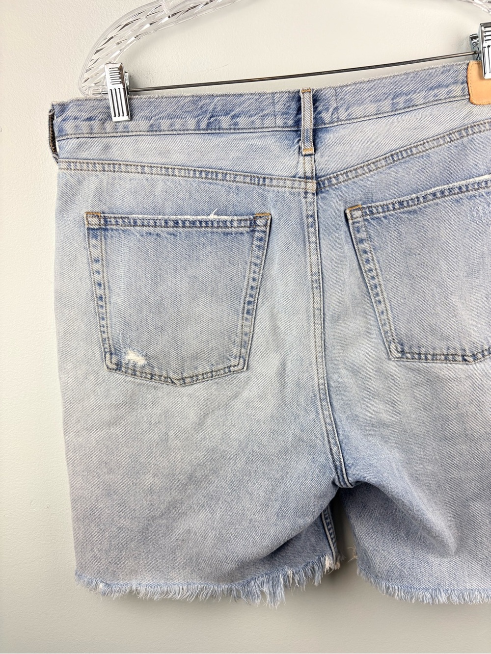 Everlane The Cheeky Long Short Denim Jean Shorts Frayed Hem Distressed Sz 33 - Picture 11 of 12